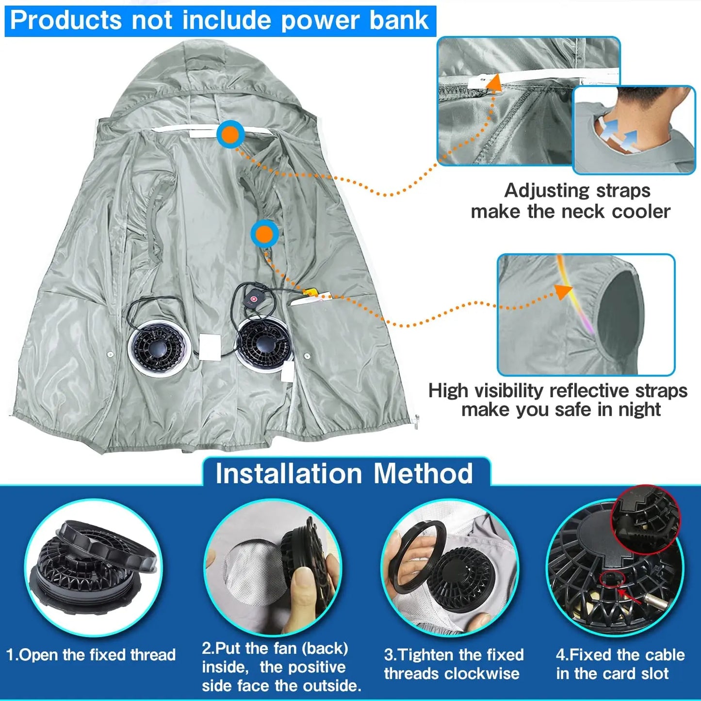 Cool Vest with Wearable Cooling Fan