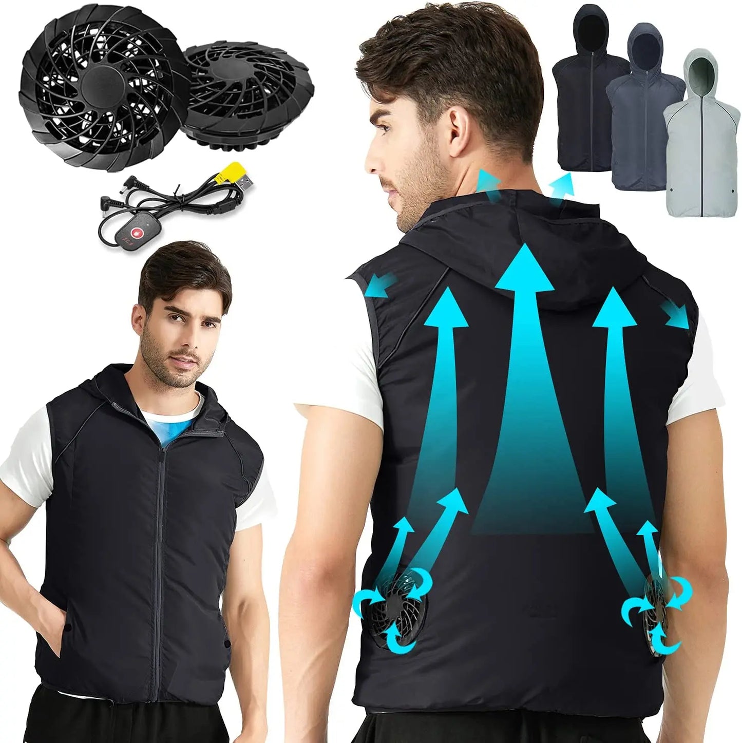 Cool Vest with Wearable Cooling Fan